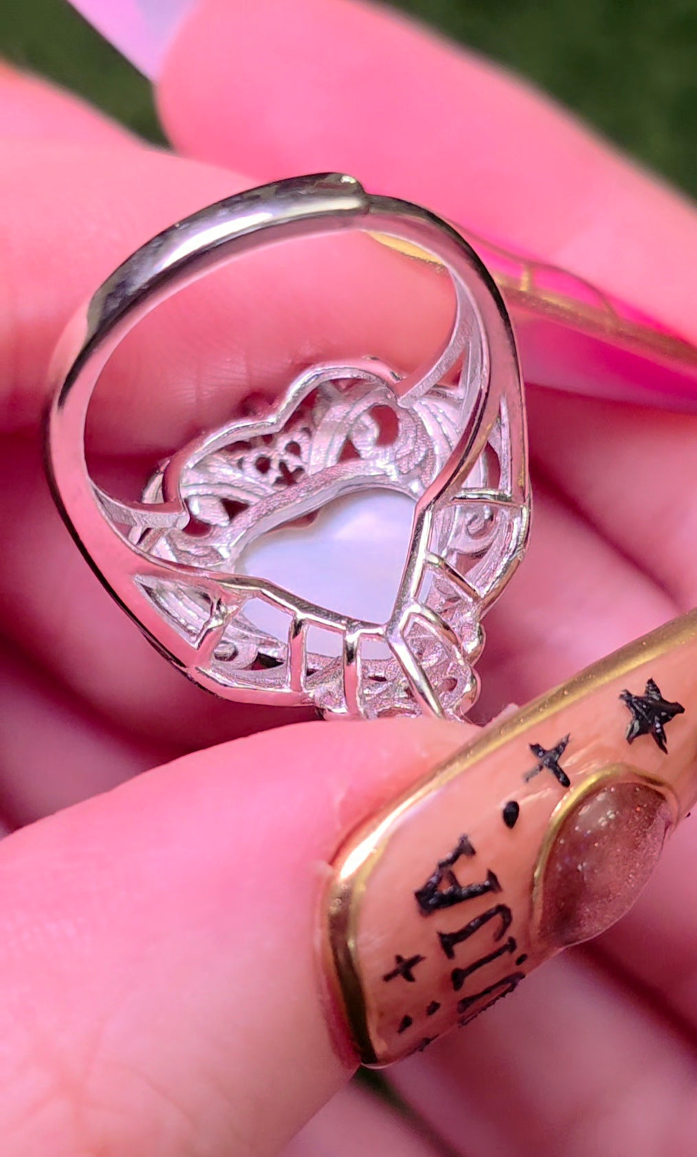 Iridescent Shell Heart Ring