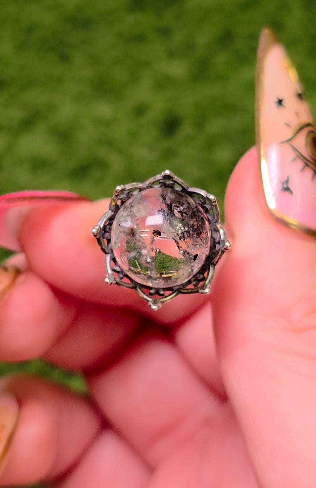 Tourmalinated Quartz Ring