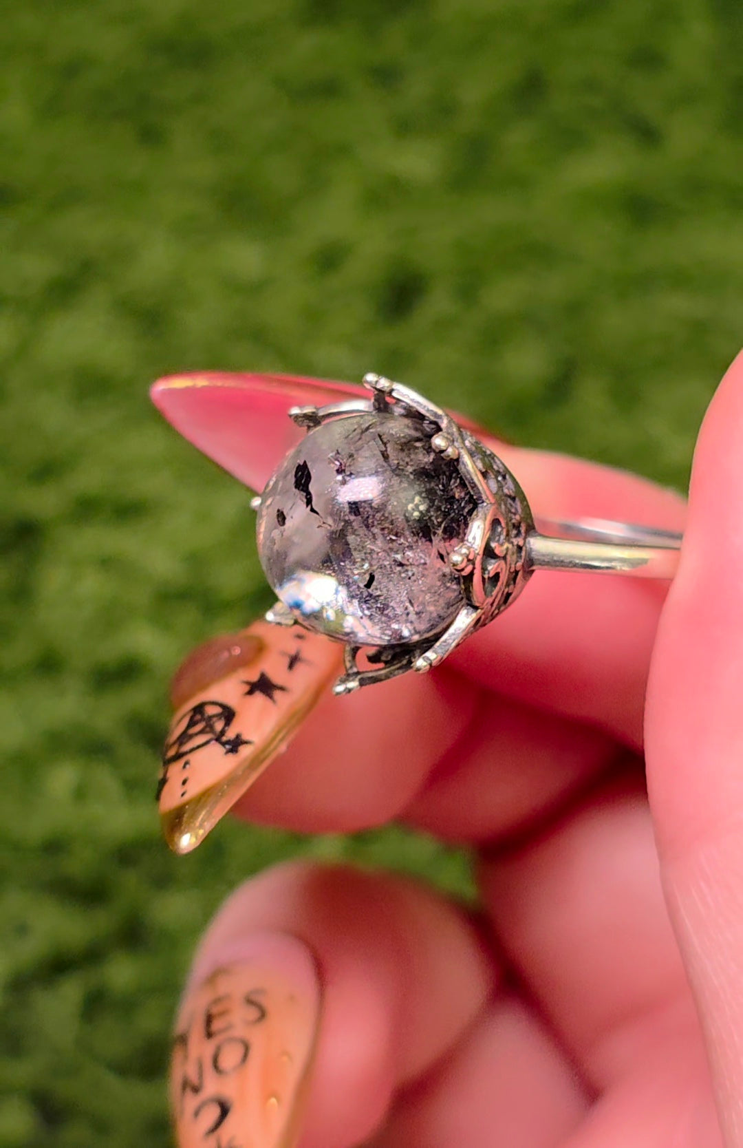 Tourmalinated Quartz Ring
