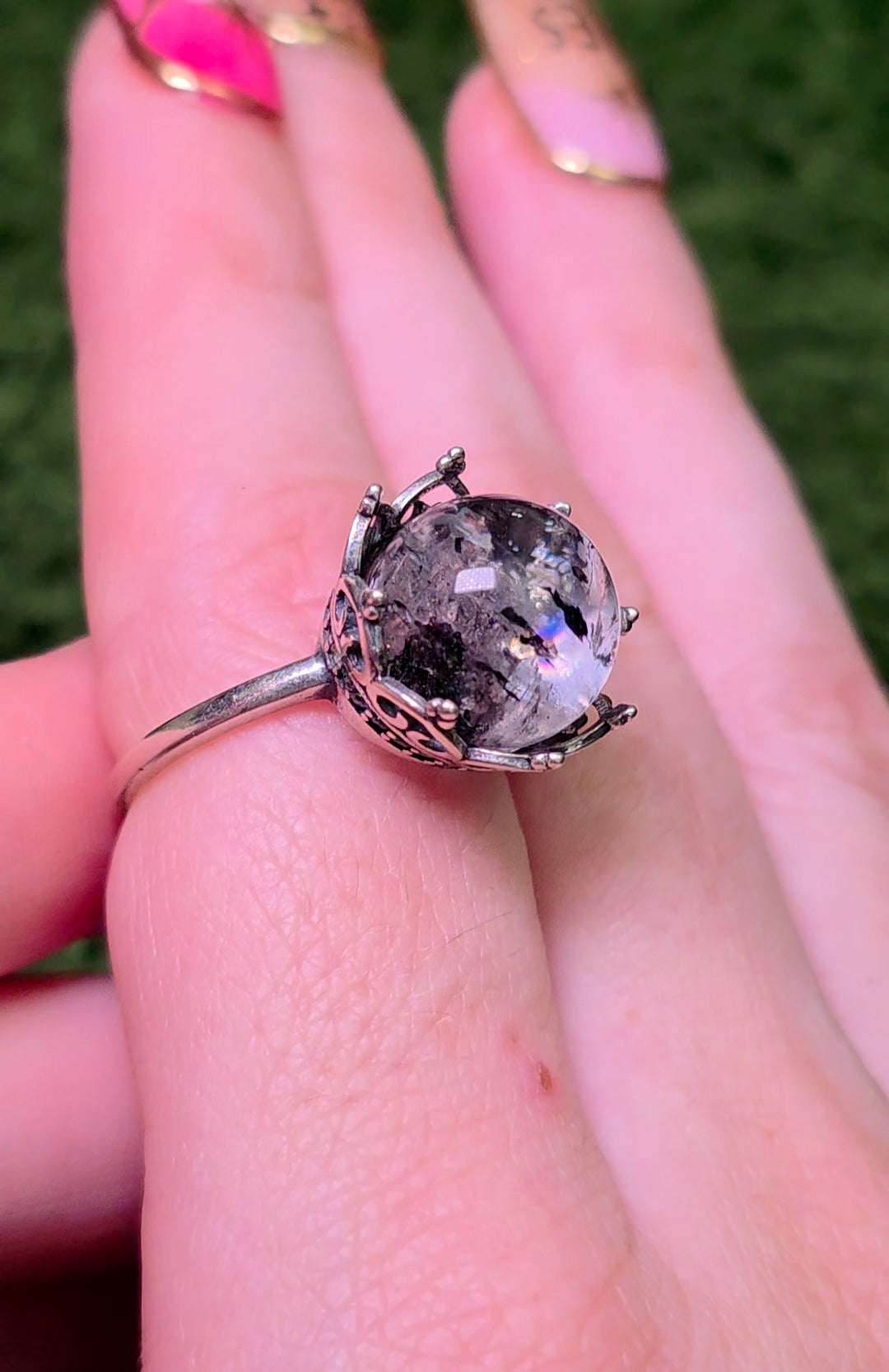 Tourmalinated Quartz Ring