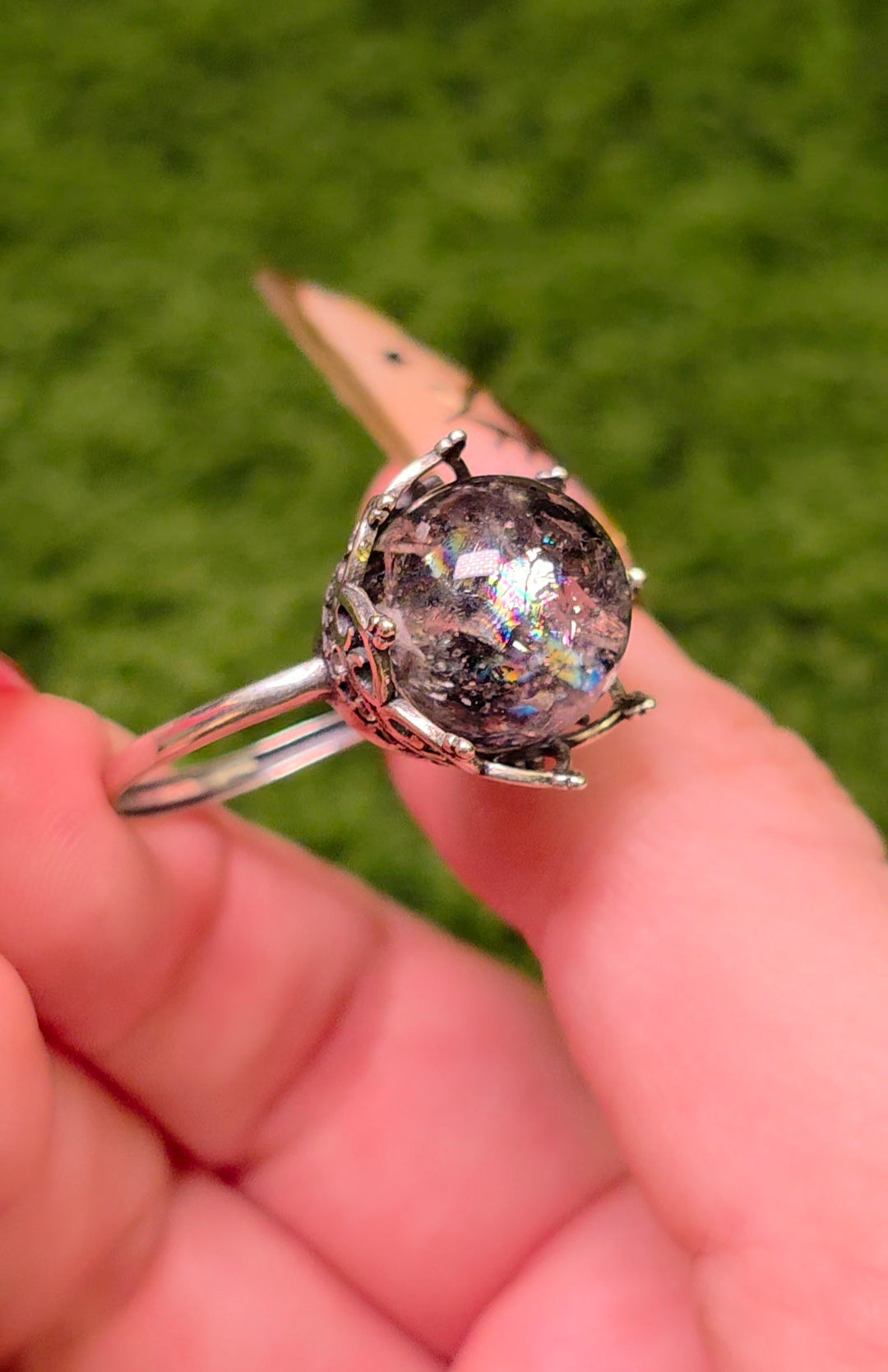 Tourmalinated Quartz Ring