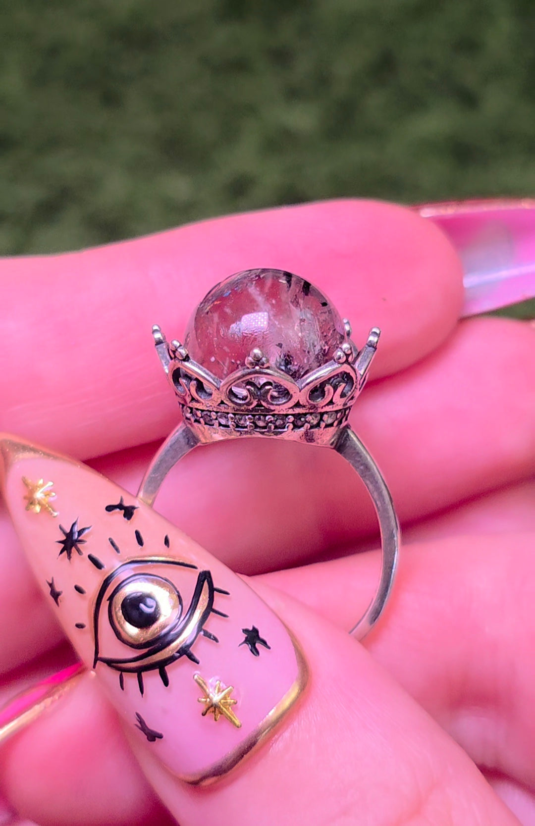 Tourmalinated Quartz Ring