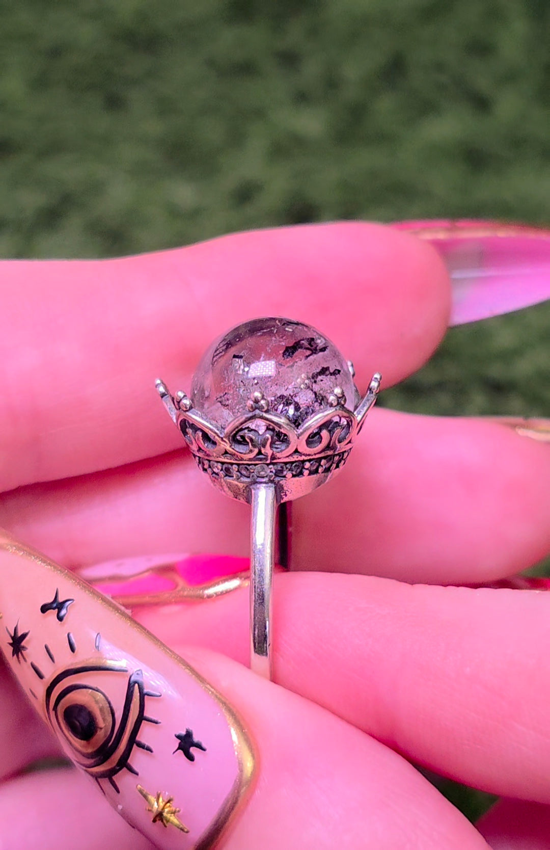 Tourmalinated Quartz Ring