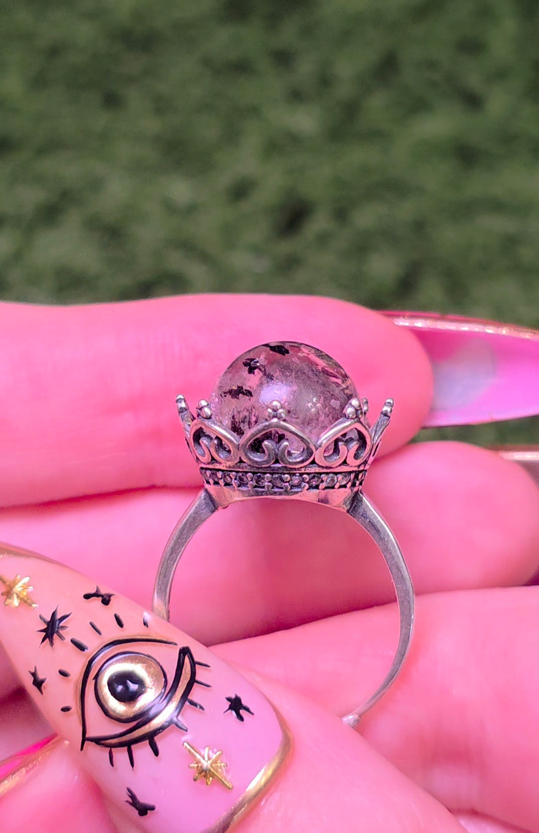 Tourmalinated Quartz Ring
