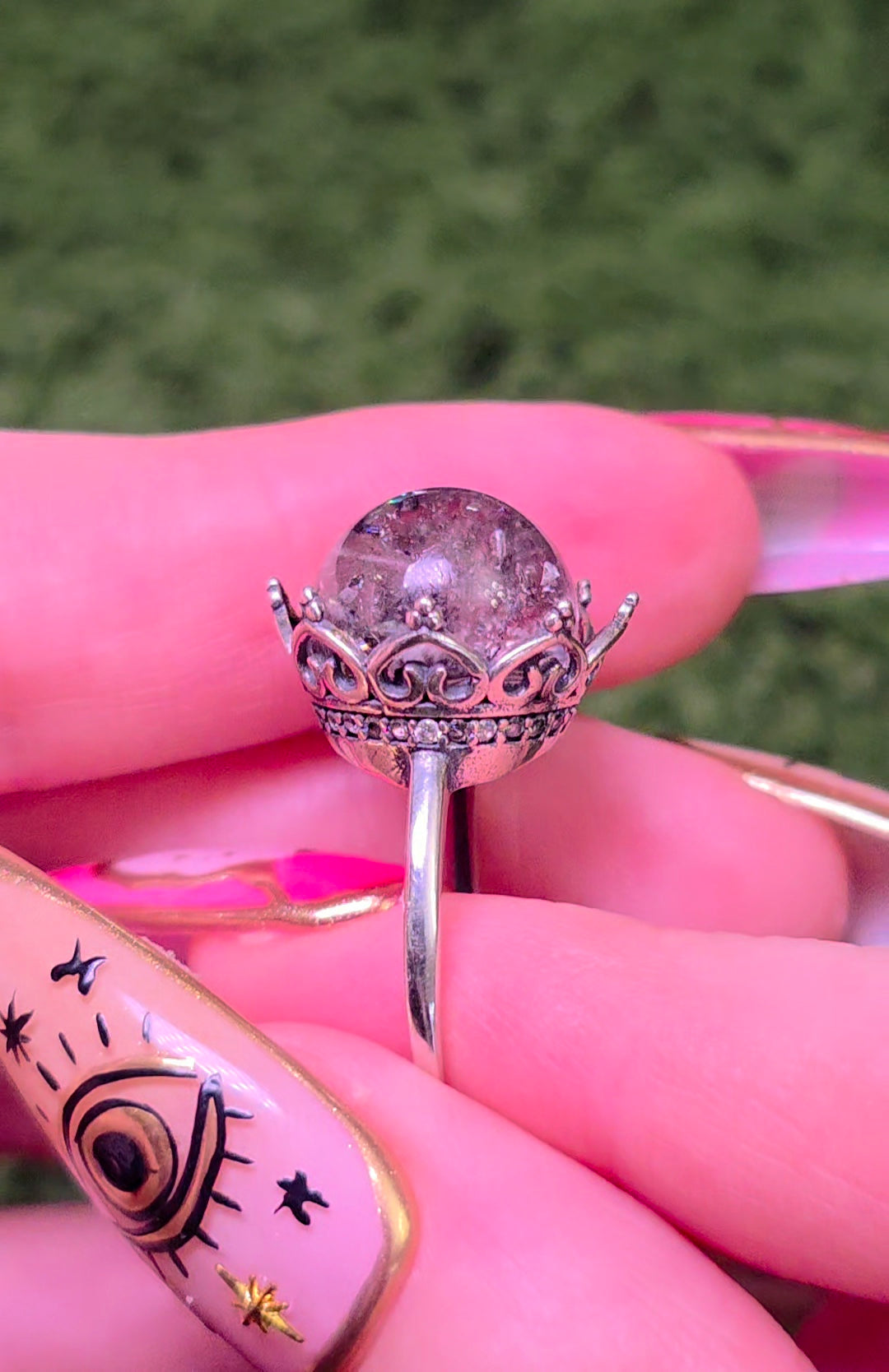 Tourmalinated Quartz Ring