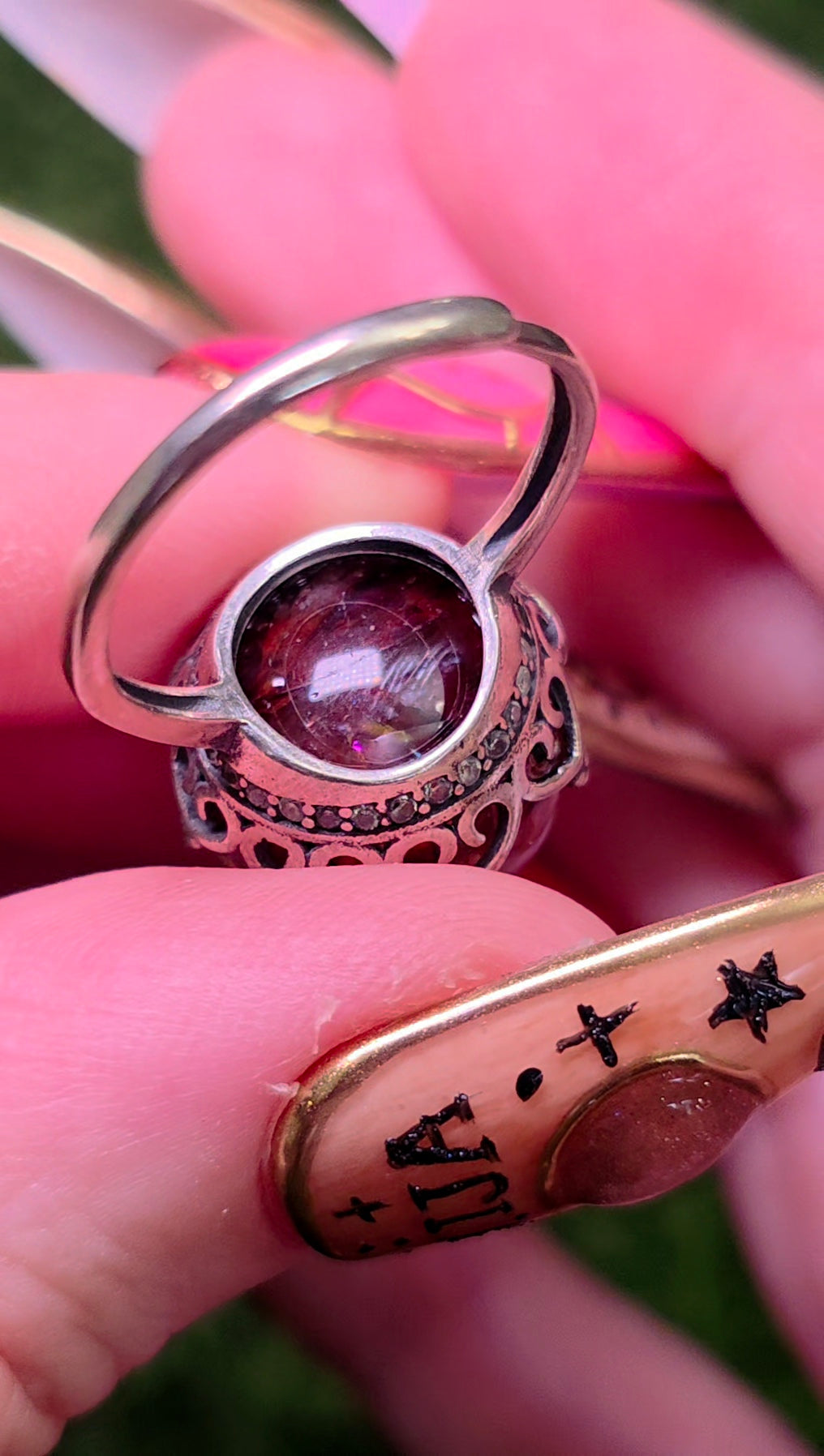 Fire Quartz Sphere Ring 15mm