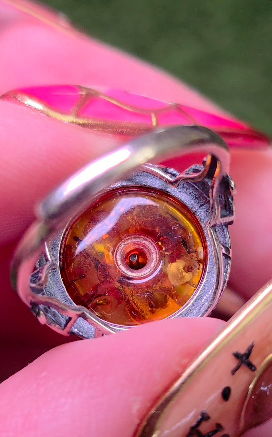 Baltic Amber and Carnelian Ring