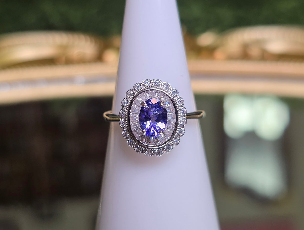 Tanzanite Halo Ring