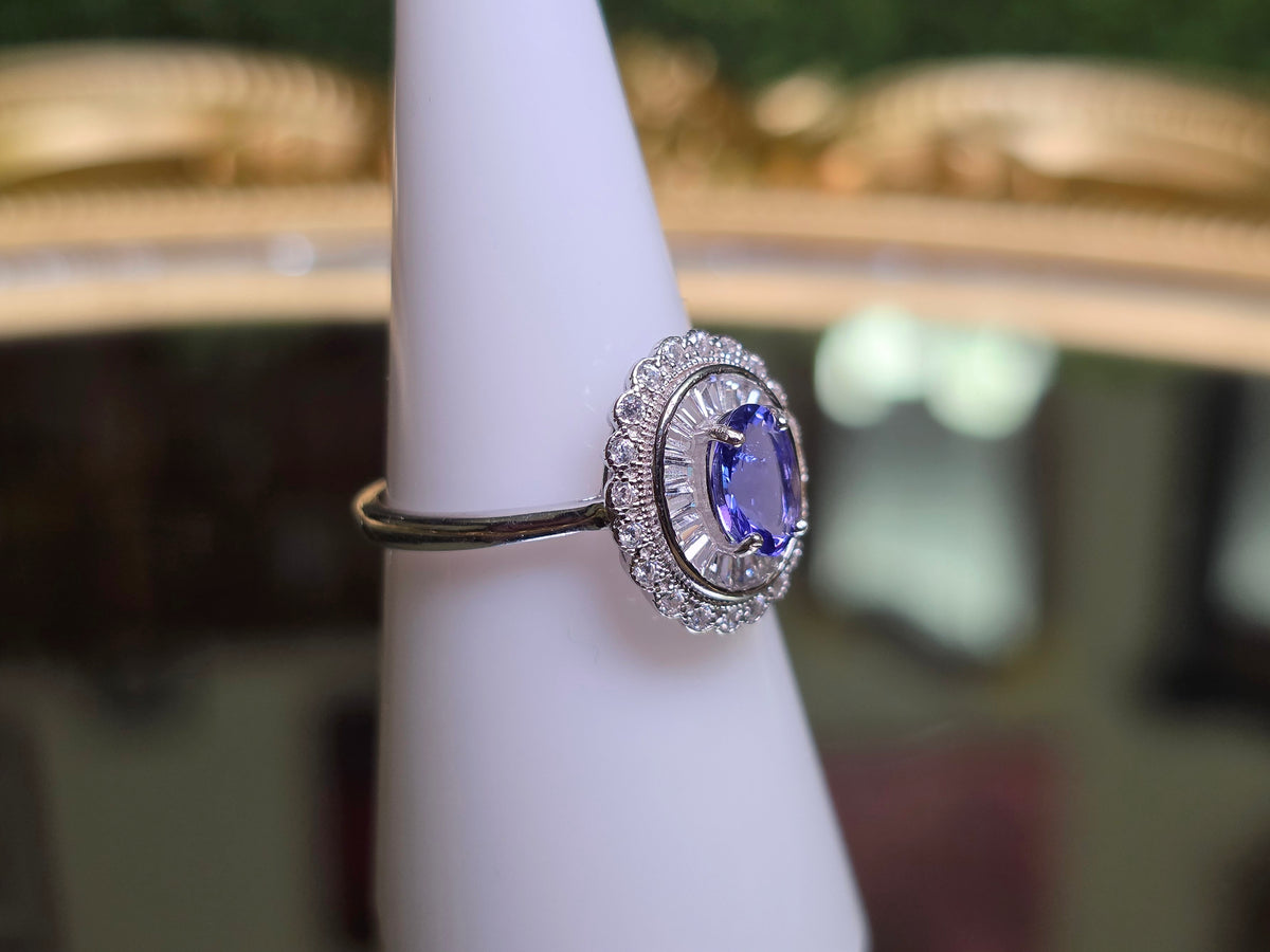 Tanzanite Halo Ring