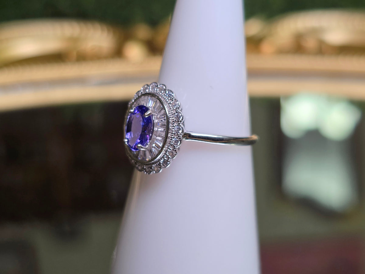 Tanzanite Halo Ring