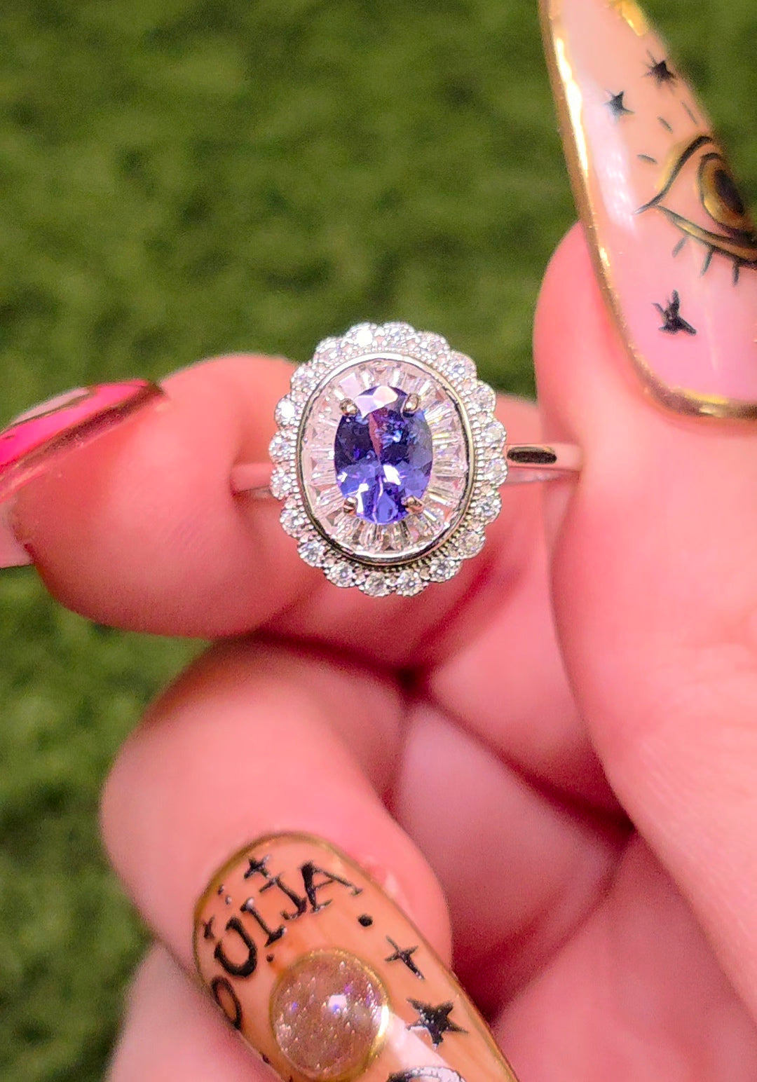 Tanzanite Halo Ring