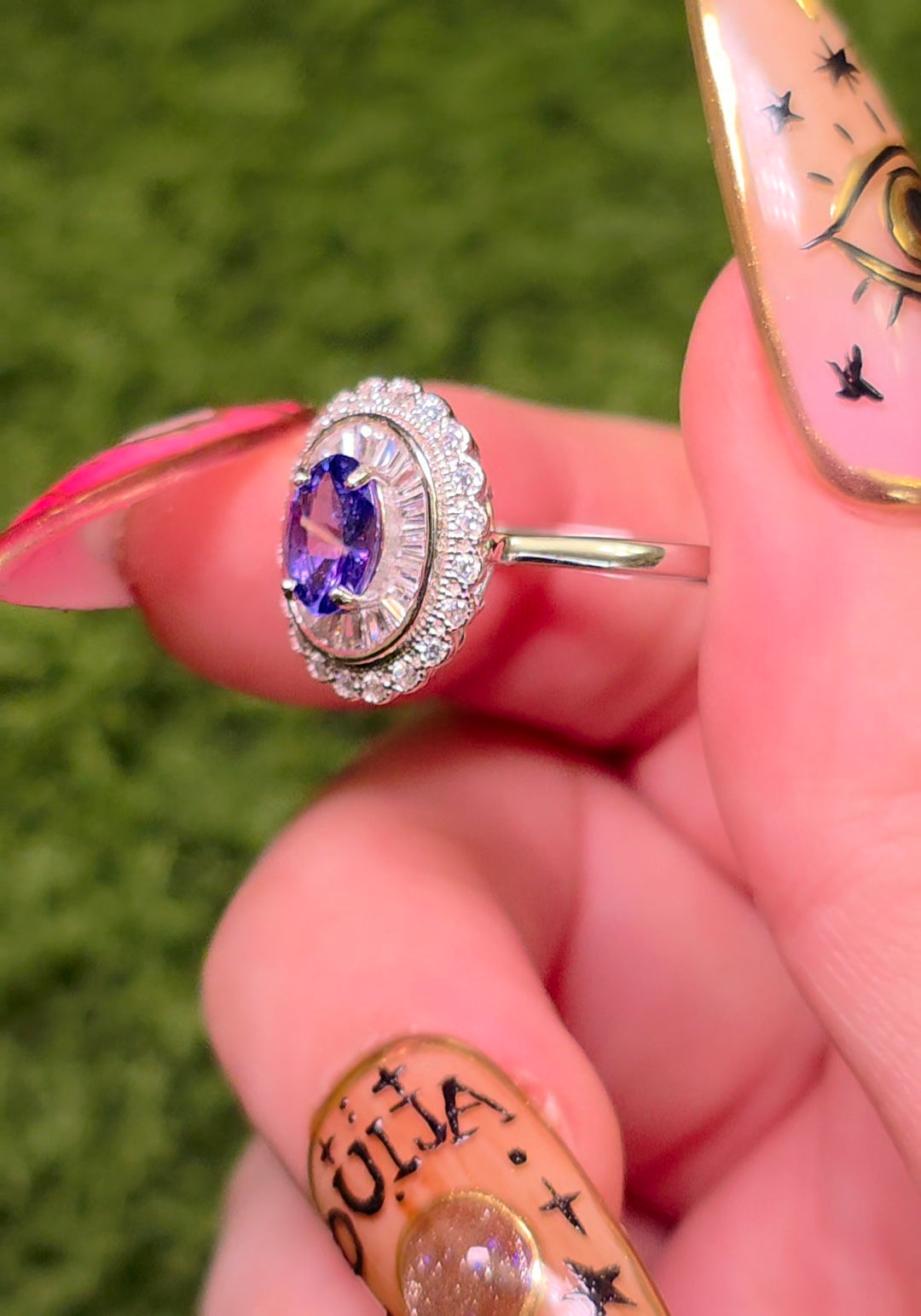 Tanzanite Halo Ring