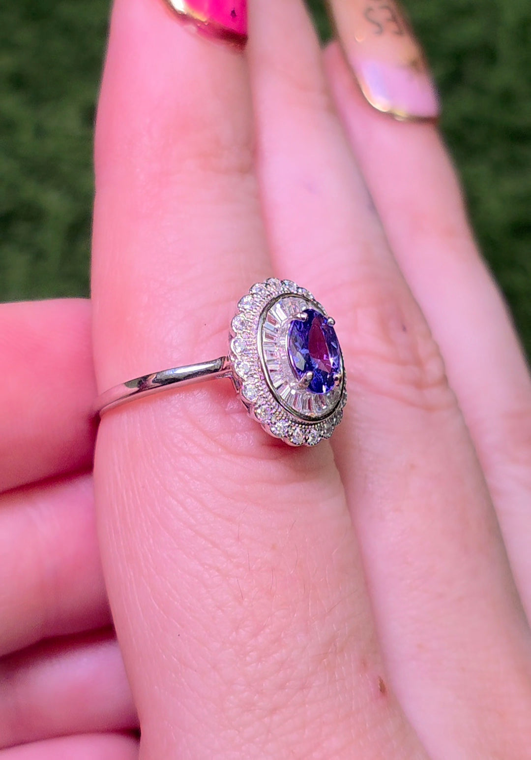 Tanzanite Halo Ring
