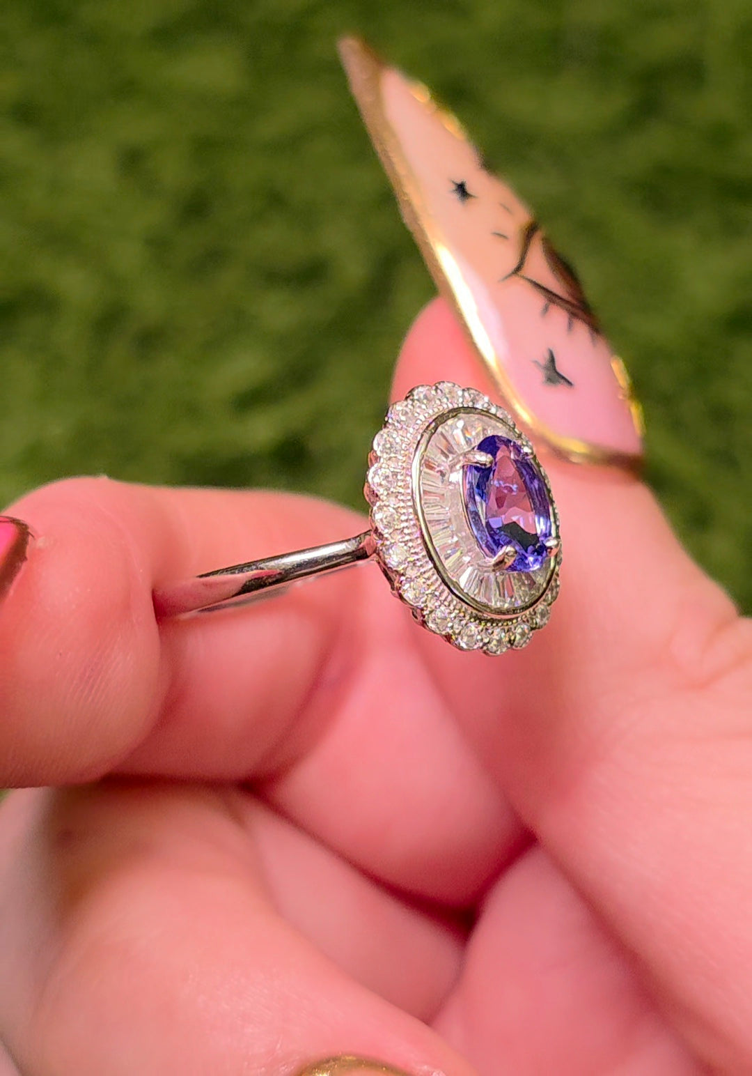 Tanzanite Halo Ring