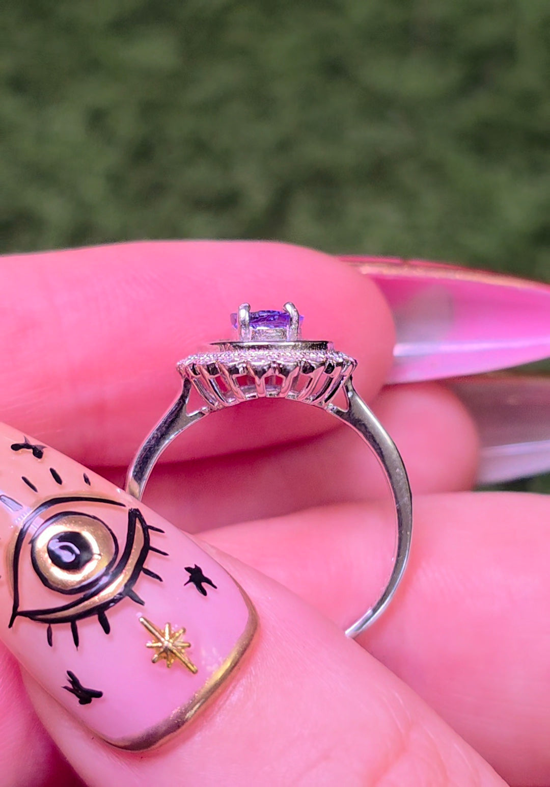 Tanzanite Halo Ring