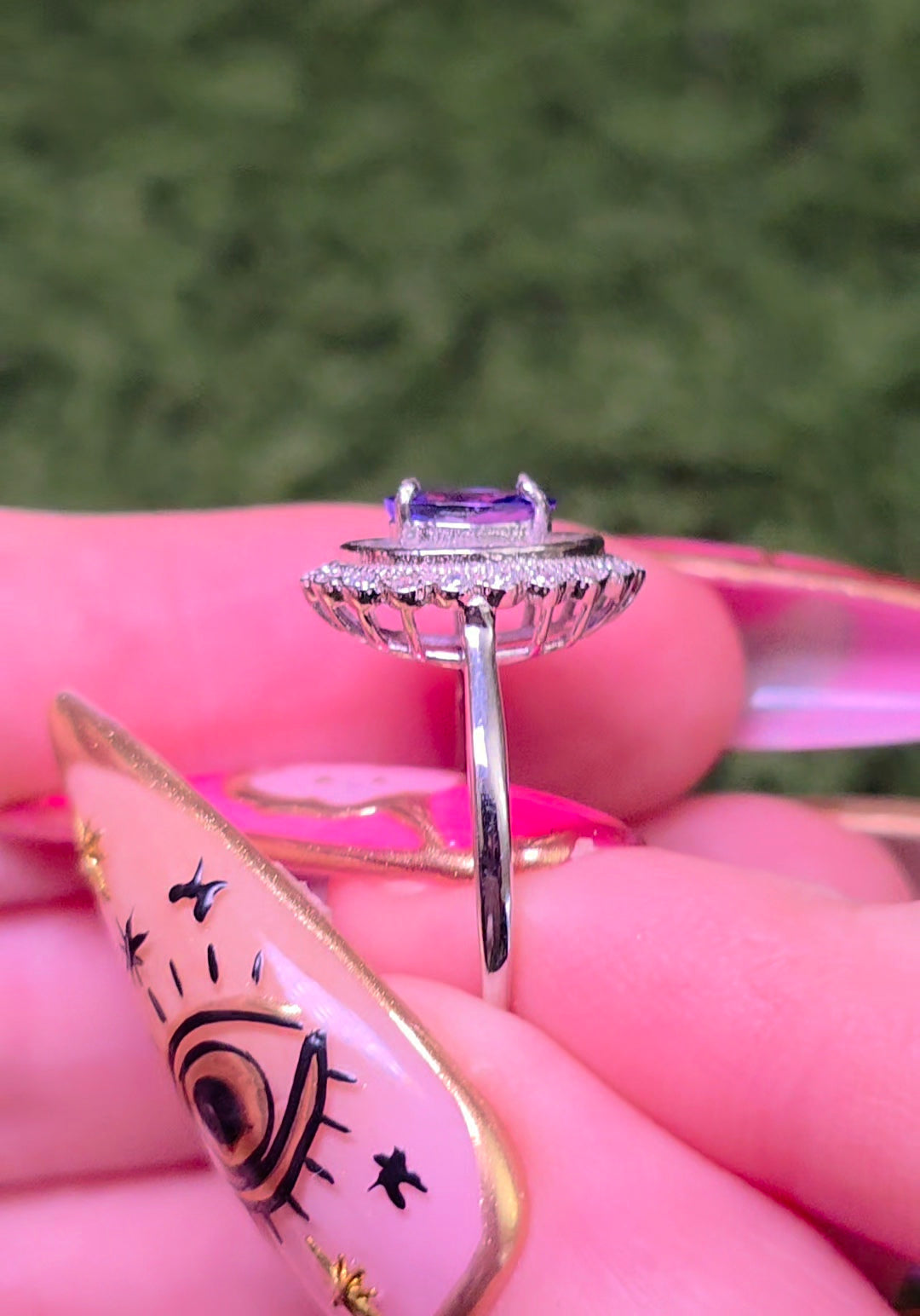 Tanzanite Halo Ring