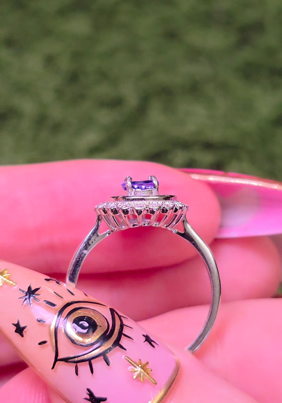 Tanzanite Halo Ring