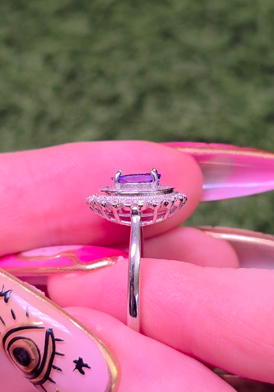 Tanzanite Halo Ring