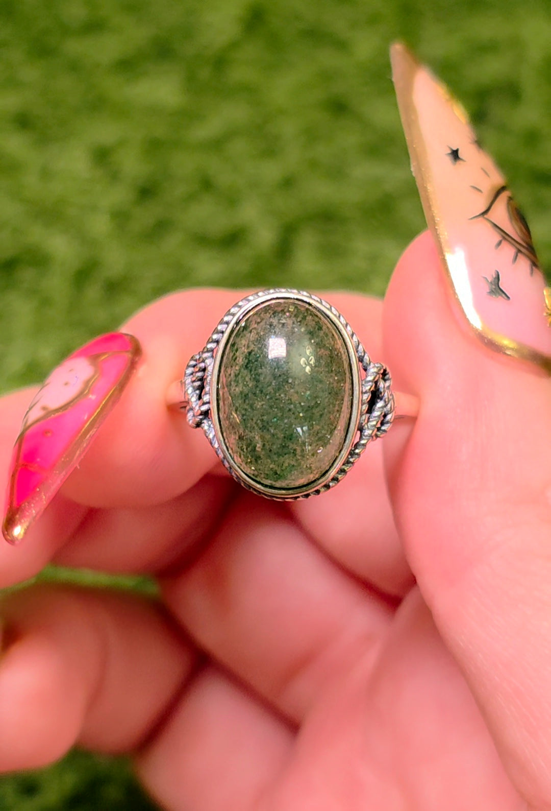 Green Strawberry Quartz Ring B