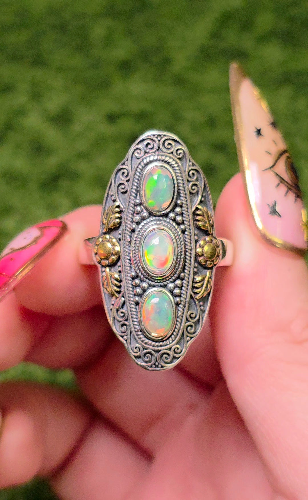 Triple Opal Statement Ring