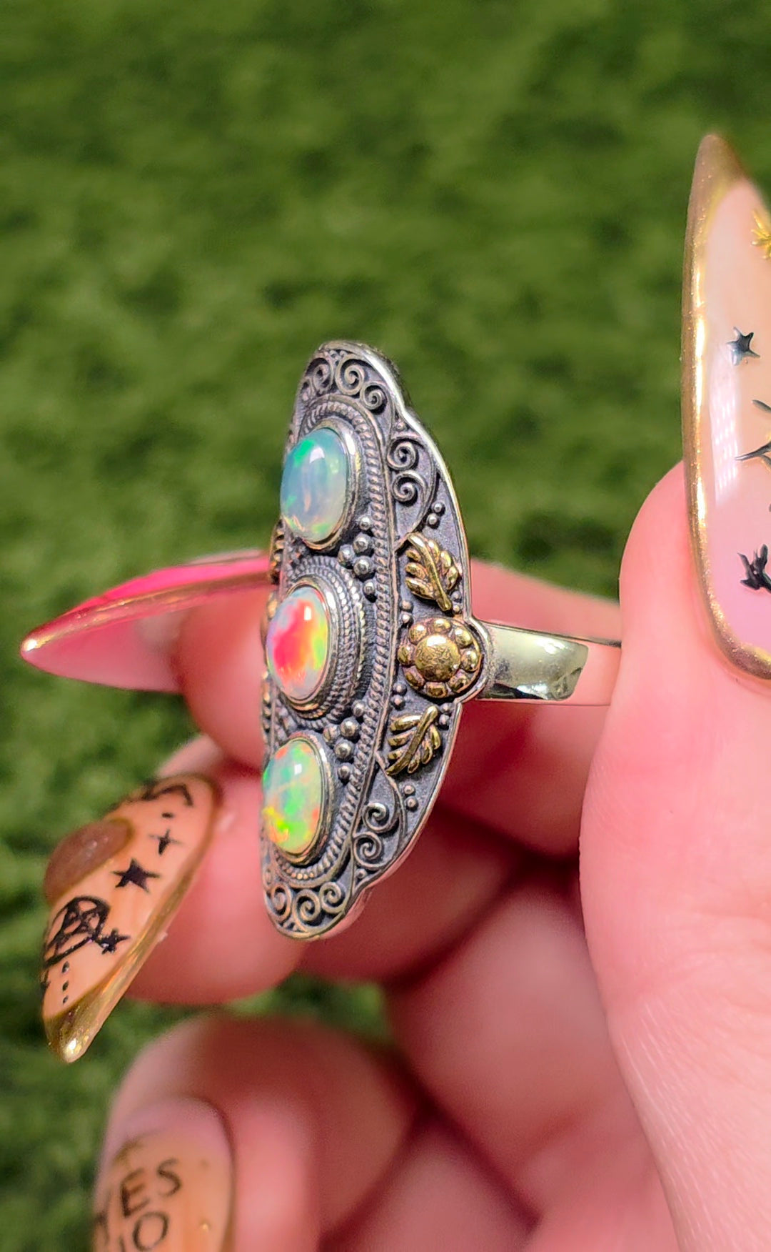 Triple Opal Statement Ring