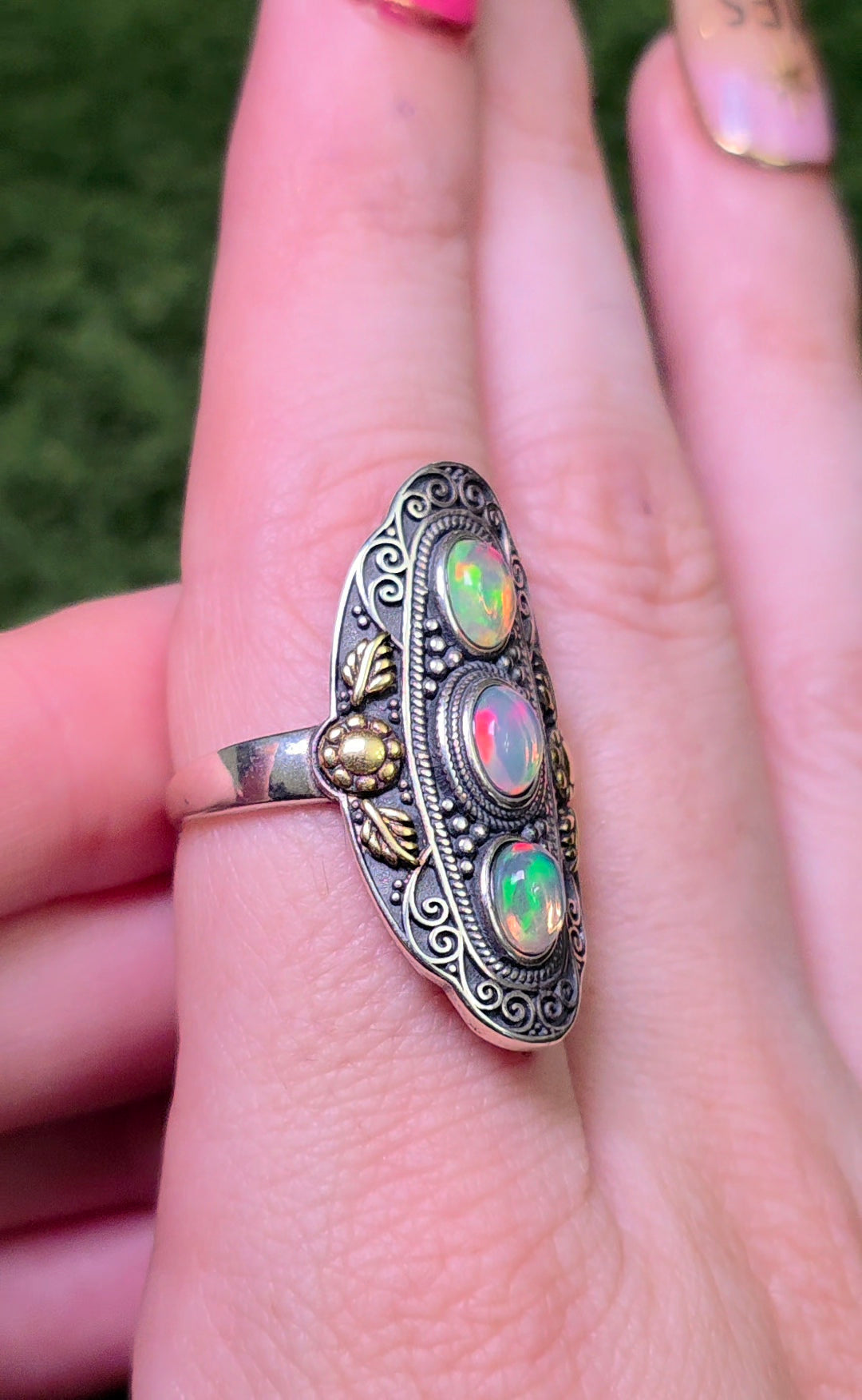 Triple Opal Statement Ring