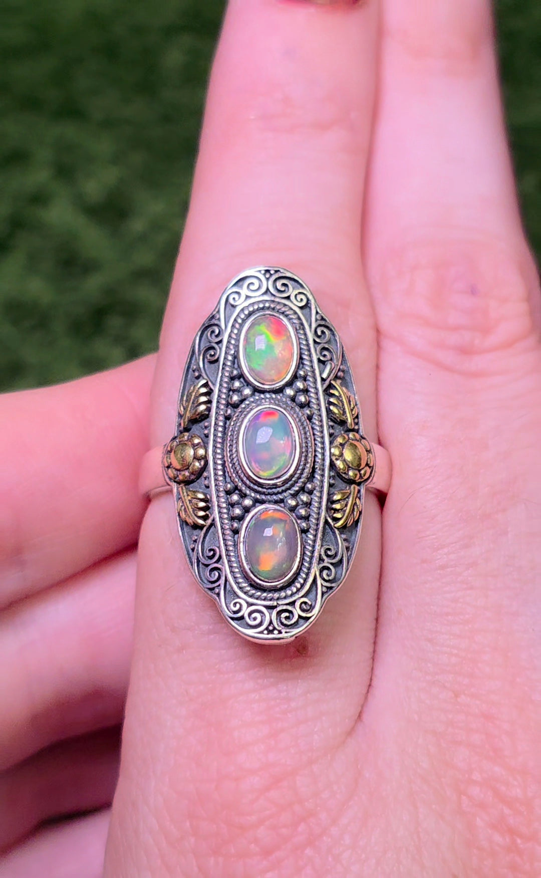 Triple Opal Statement Ring