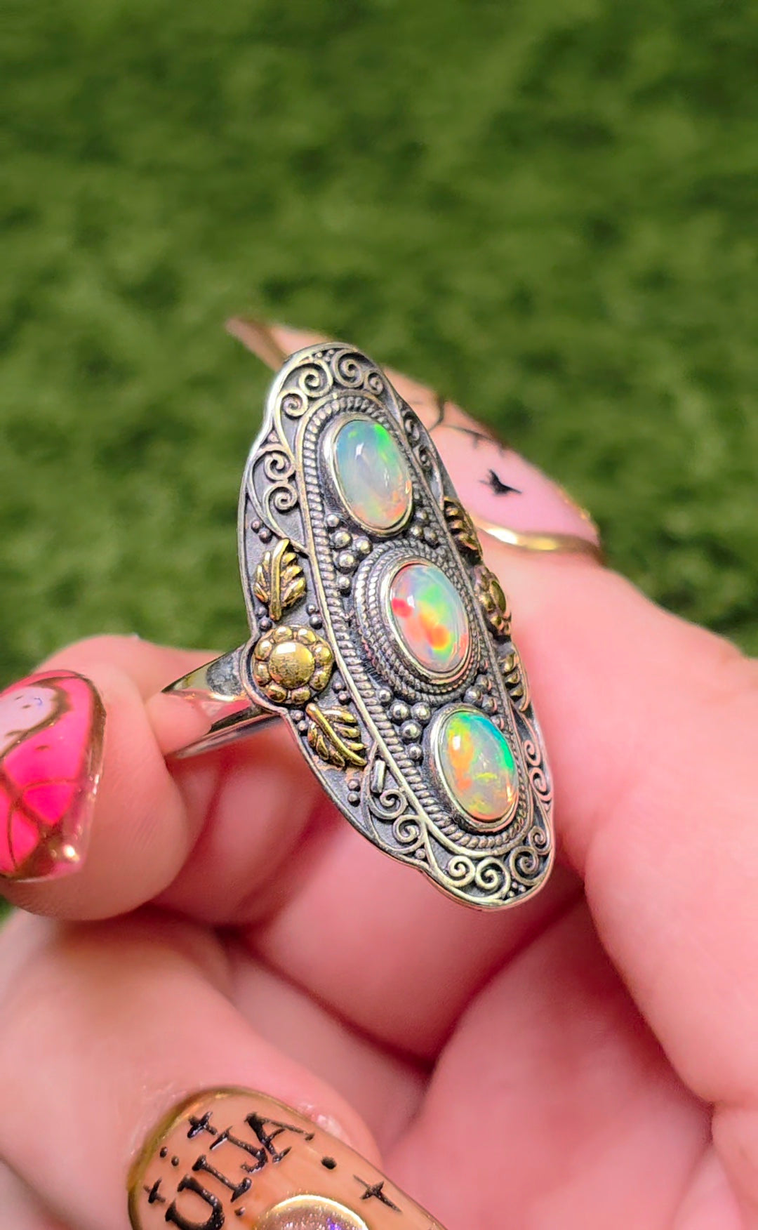 Triple Opal Statement Ring