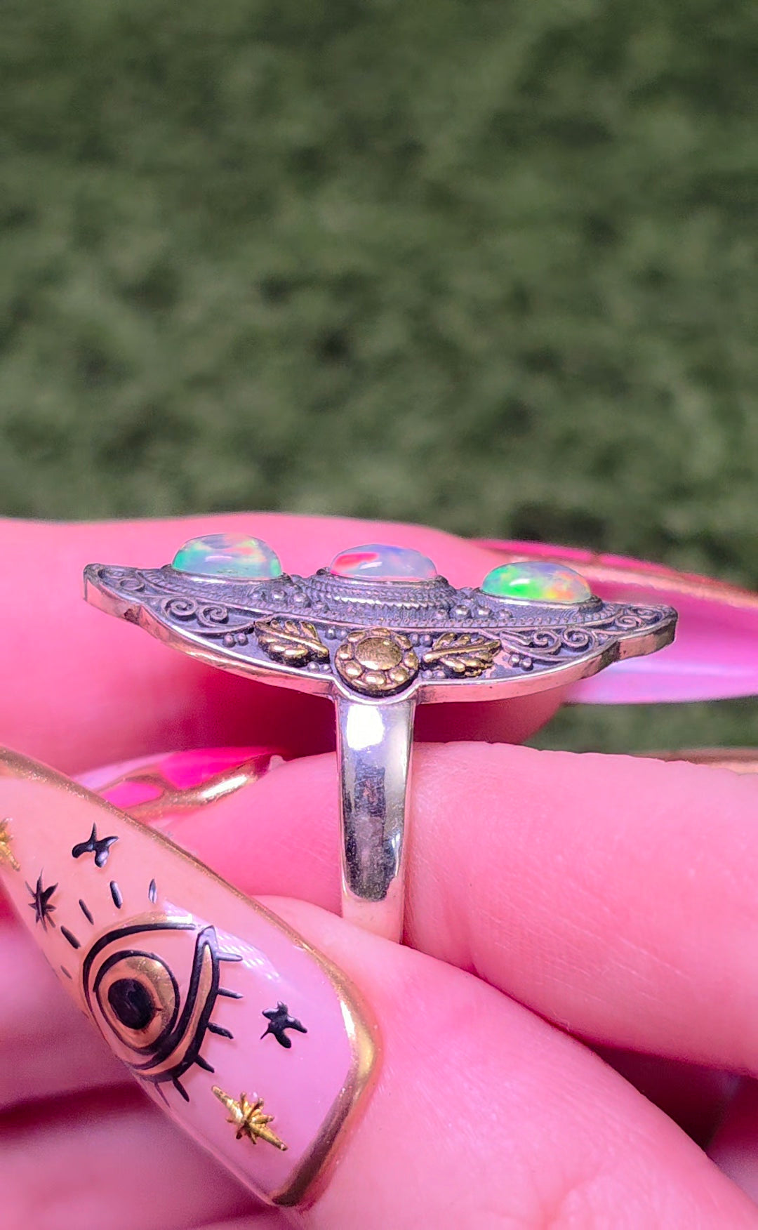 Triple Opal Statement Ring