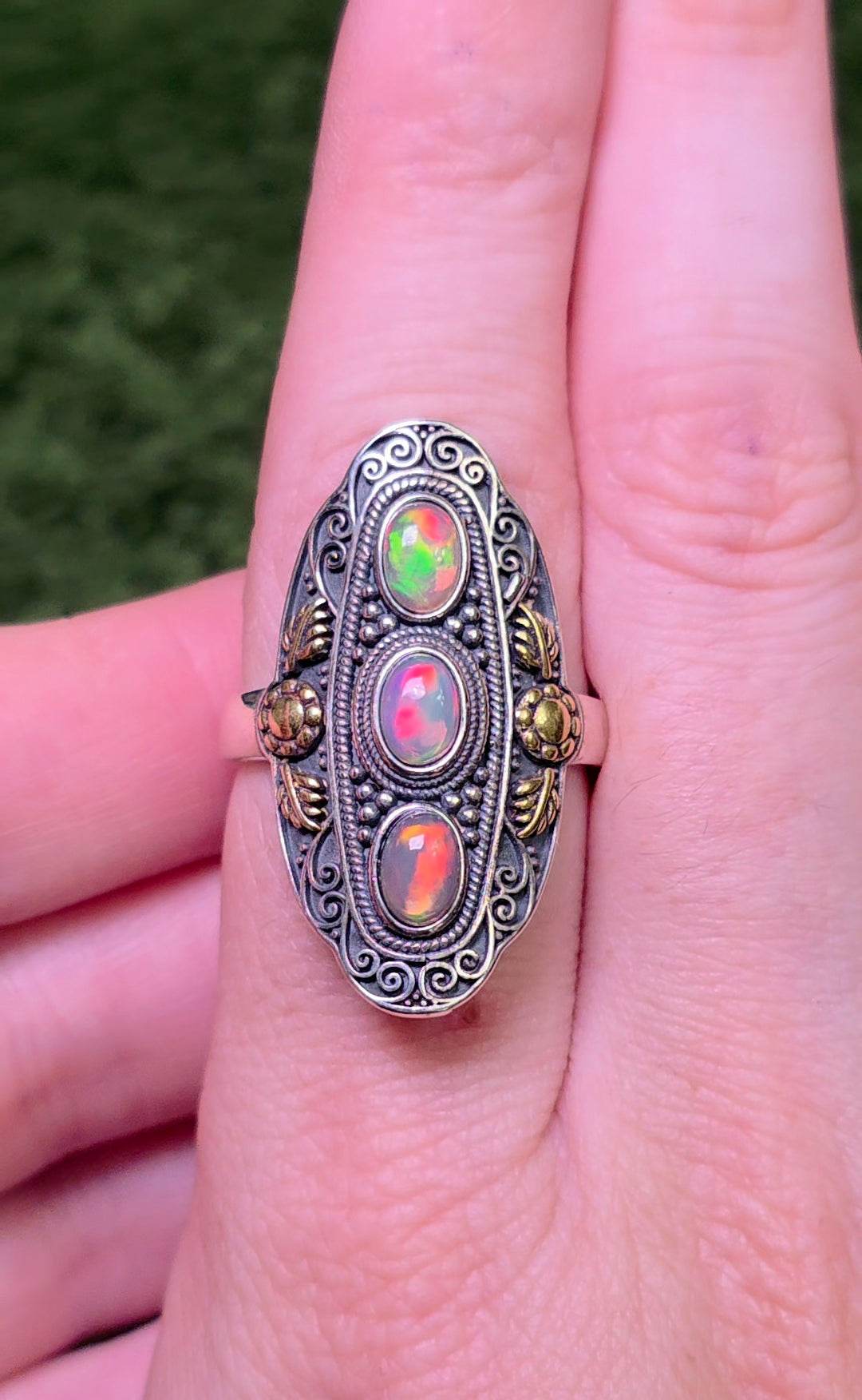 Triple Opal Statement Ring