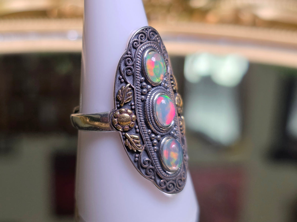 Triple Opal Statement Ring