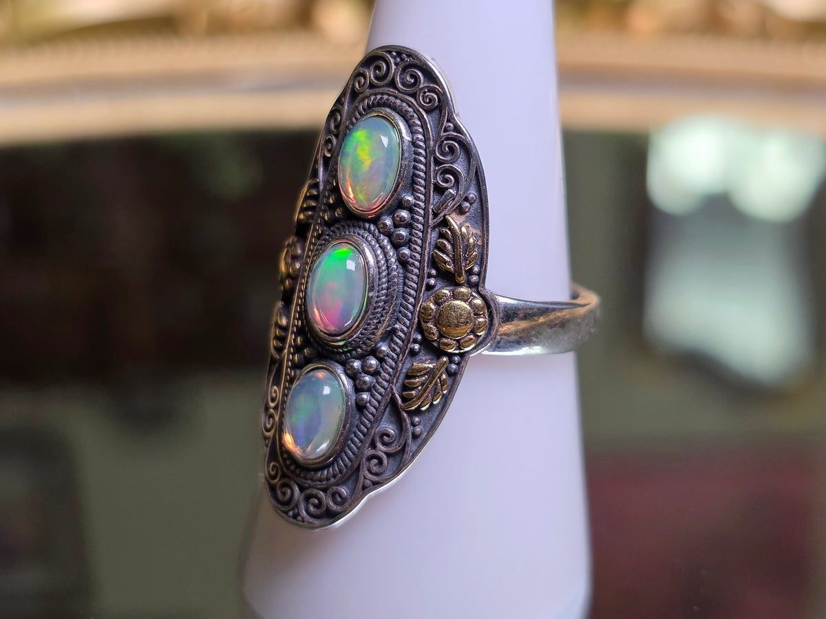 Triple Opal Statement Ring