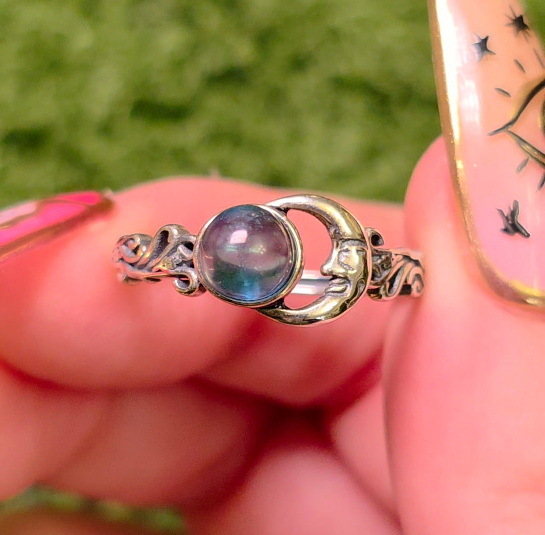 Aquamarine Moon Ring
