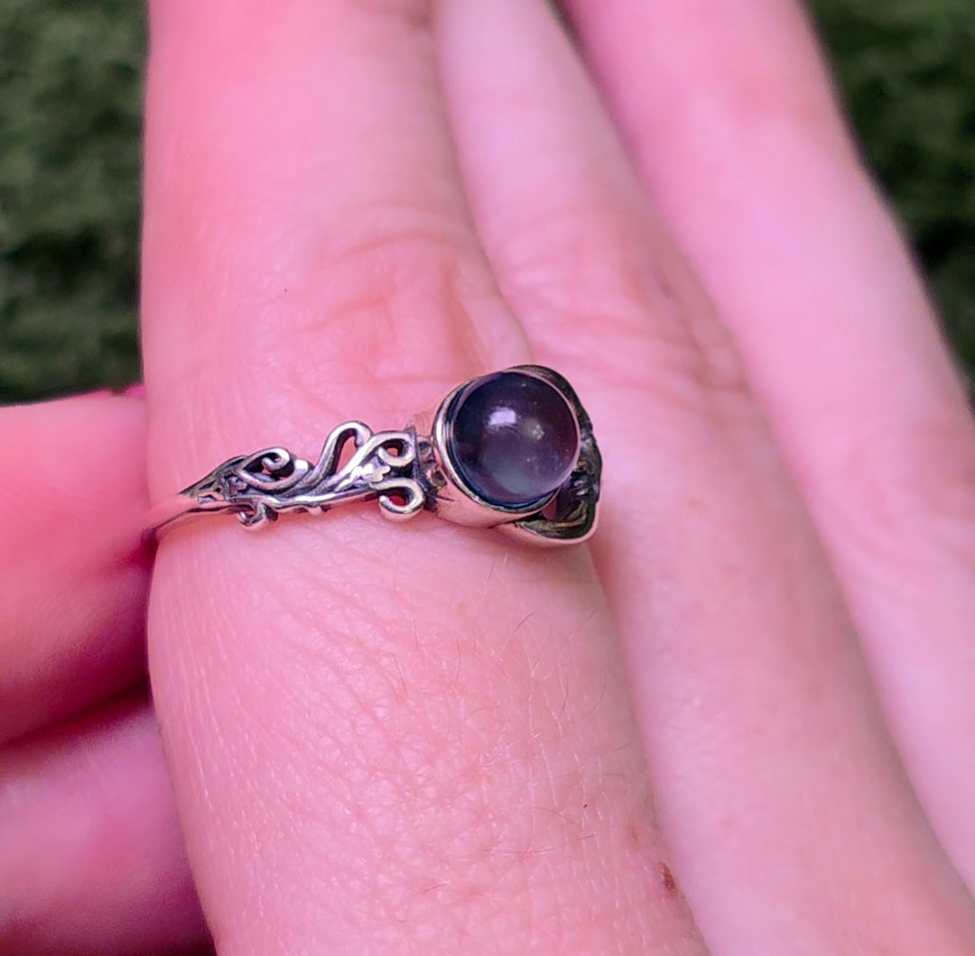 Aquamarine Moon Ring