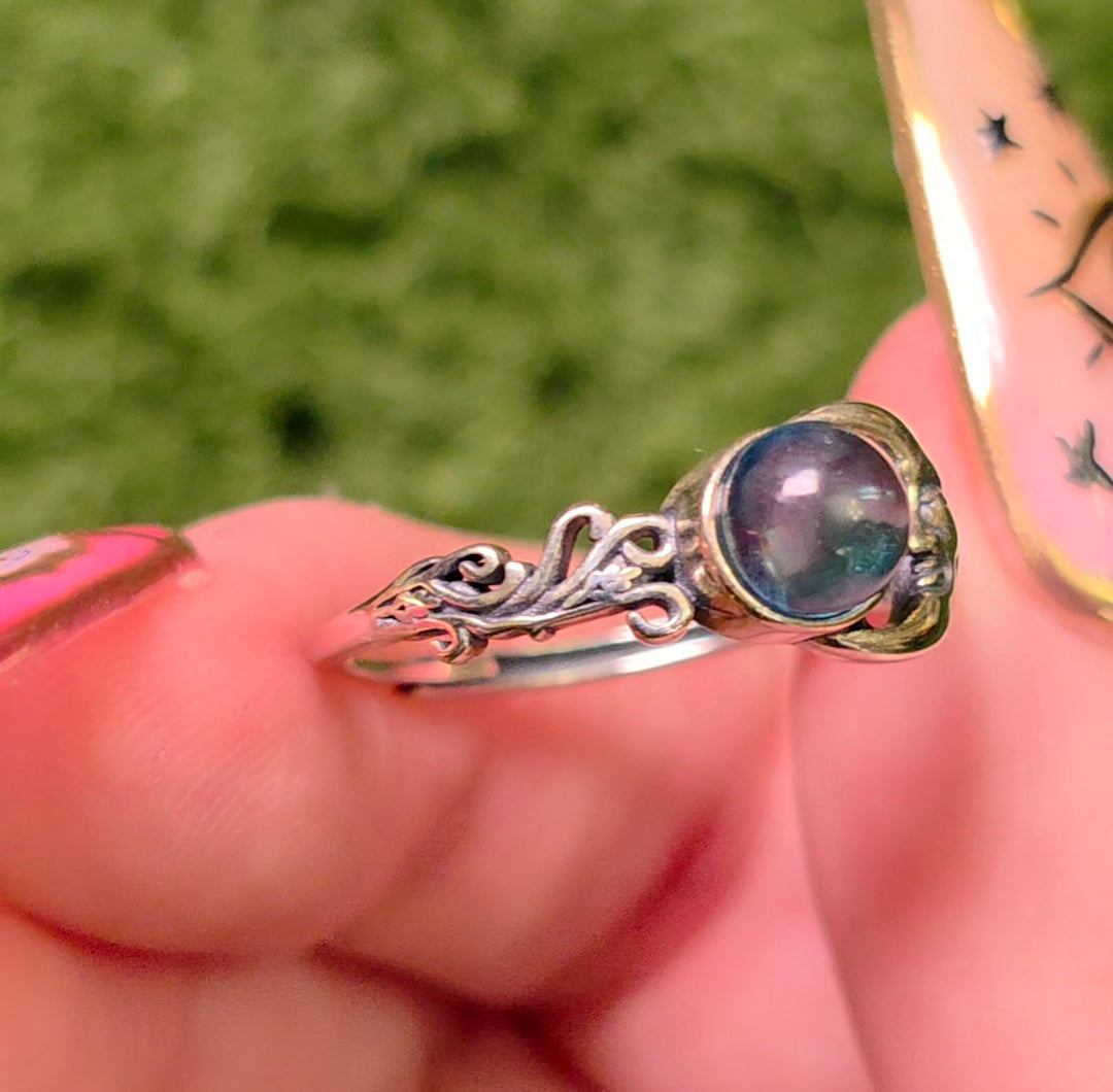 Aquamarine Moon Ring