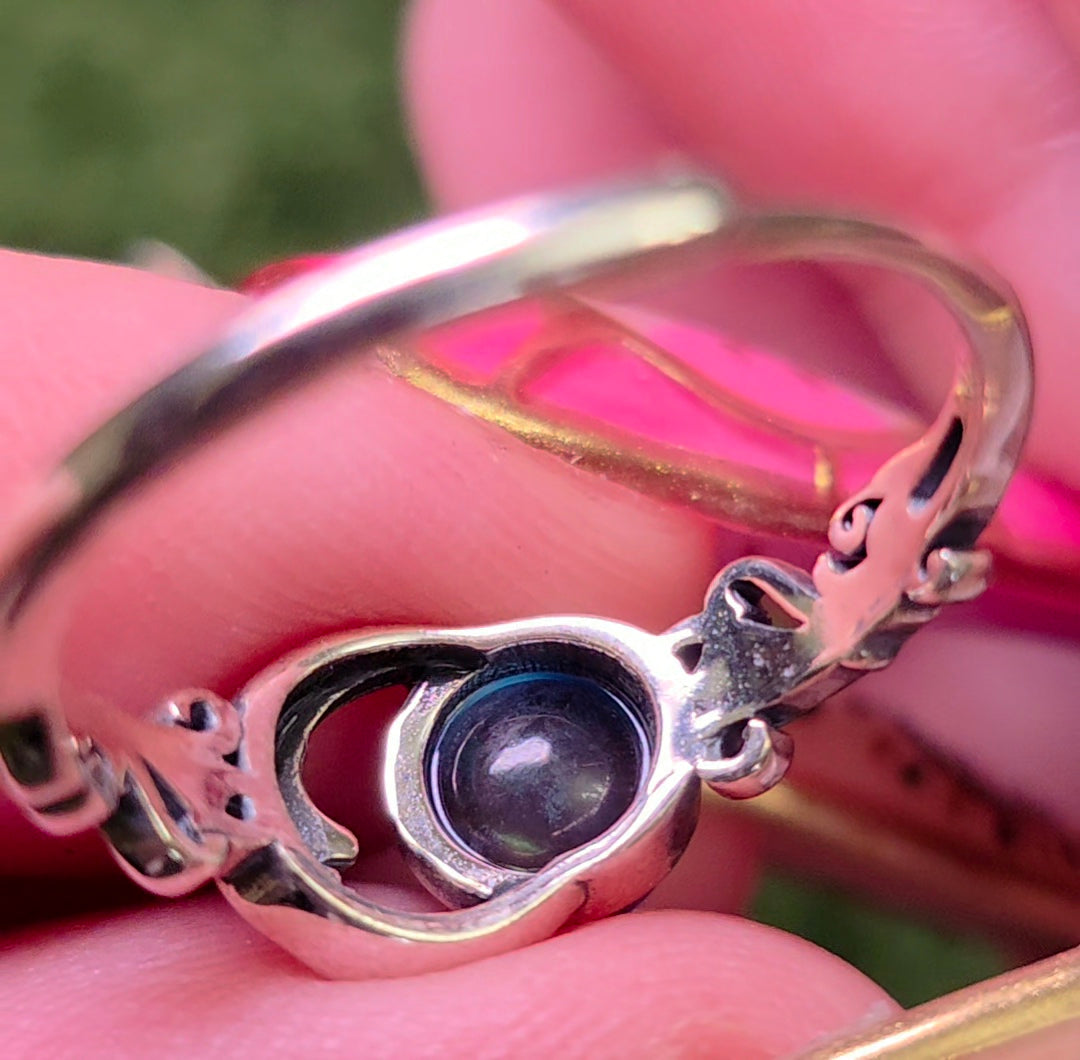 Aquamarine Moon Ring