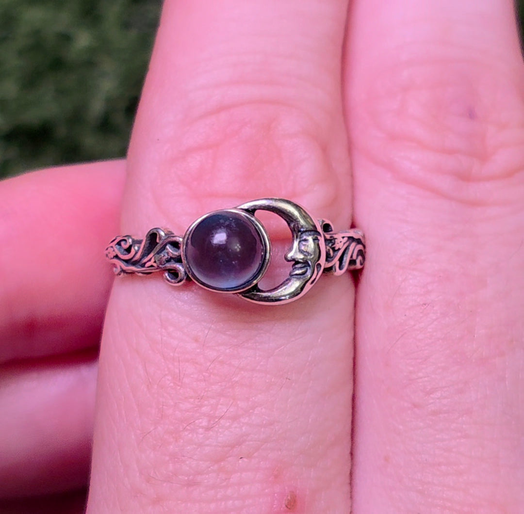 Aquamarine Moon Ring