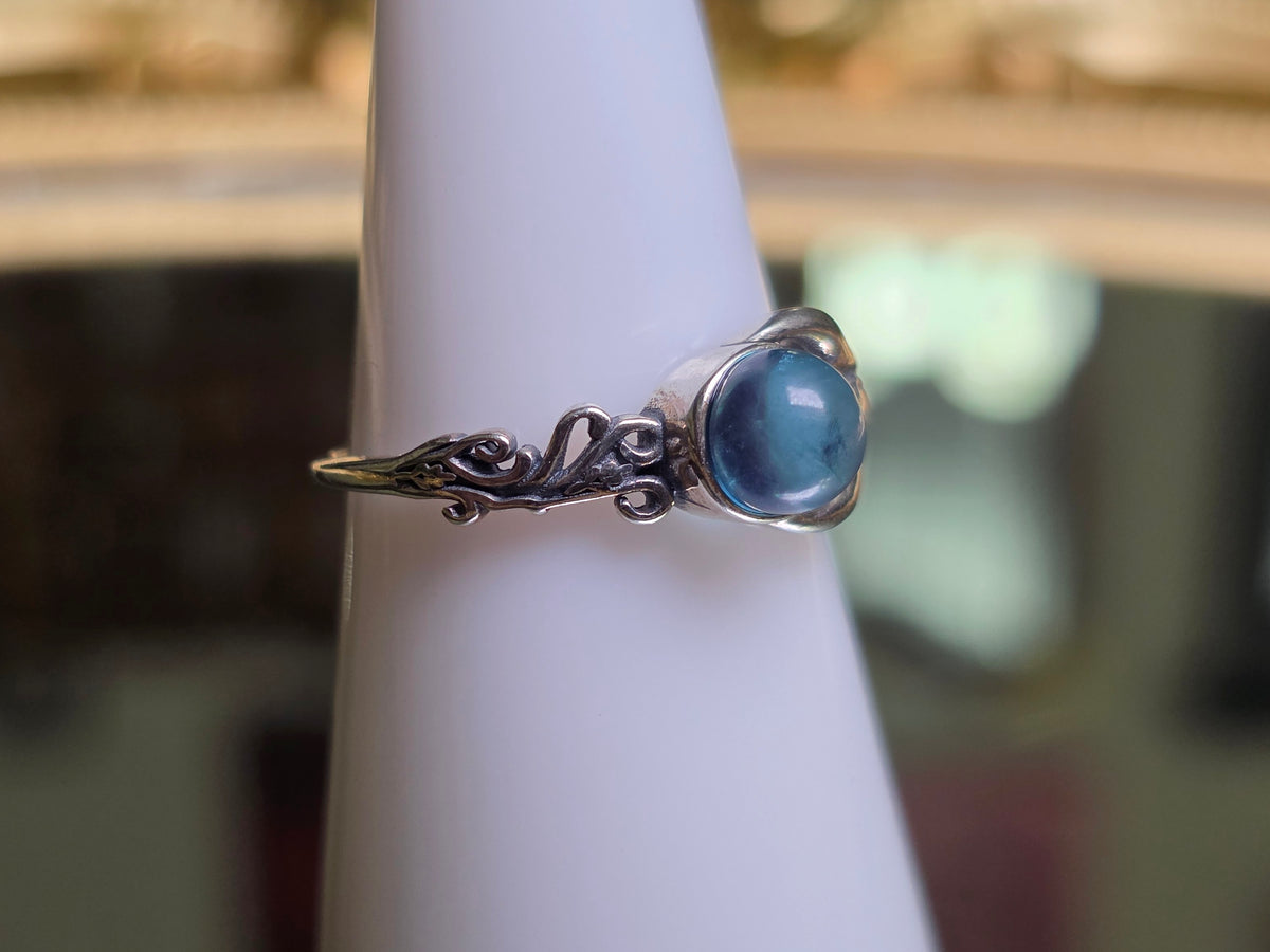 Aquamarine Moon Ring