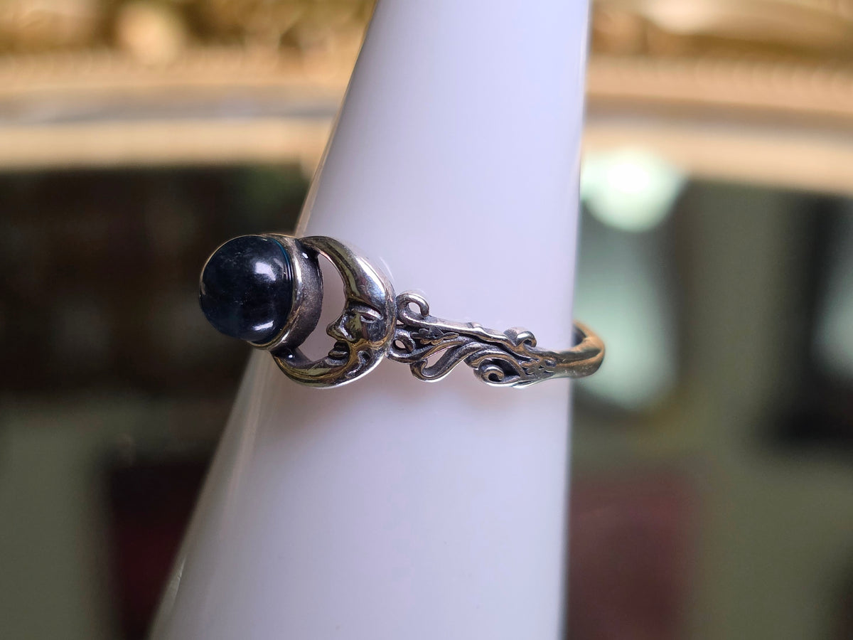 Aquamarine Moon Ring