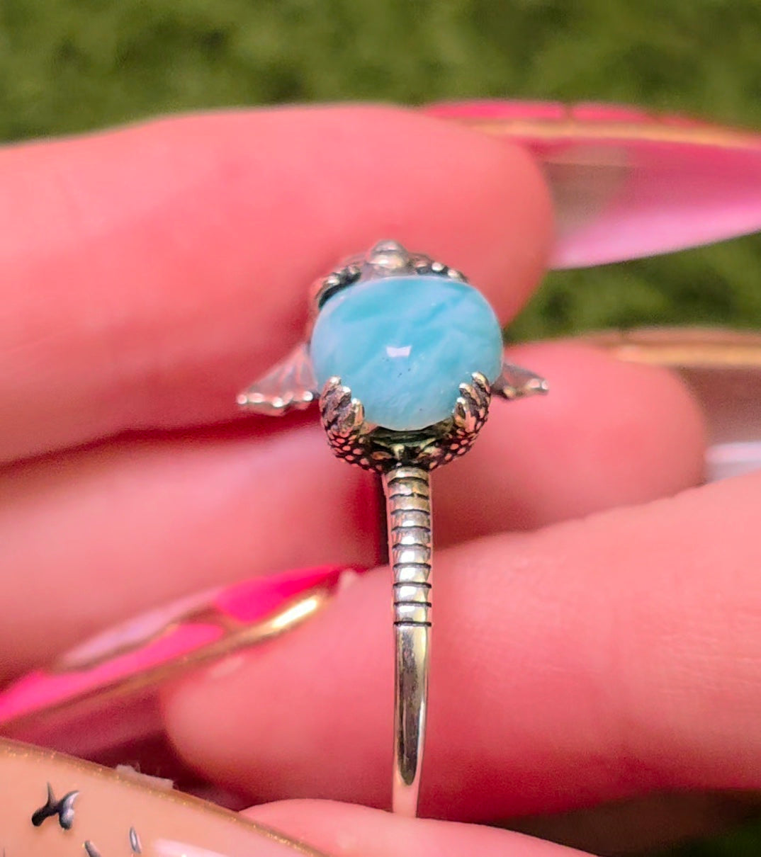 Larimar Heart & Dragon Ring