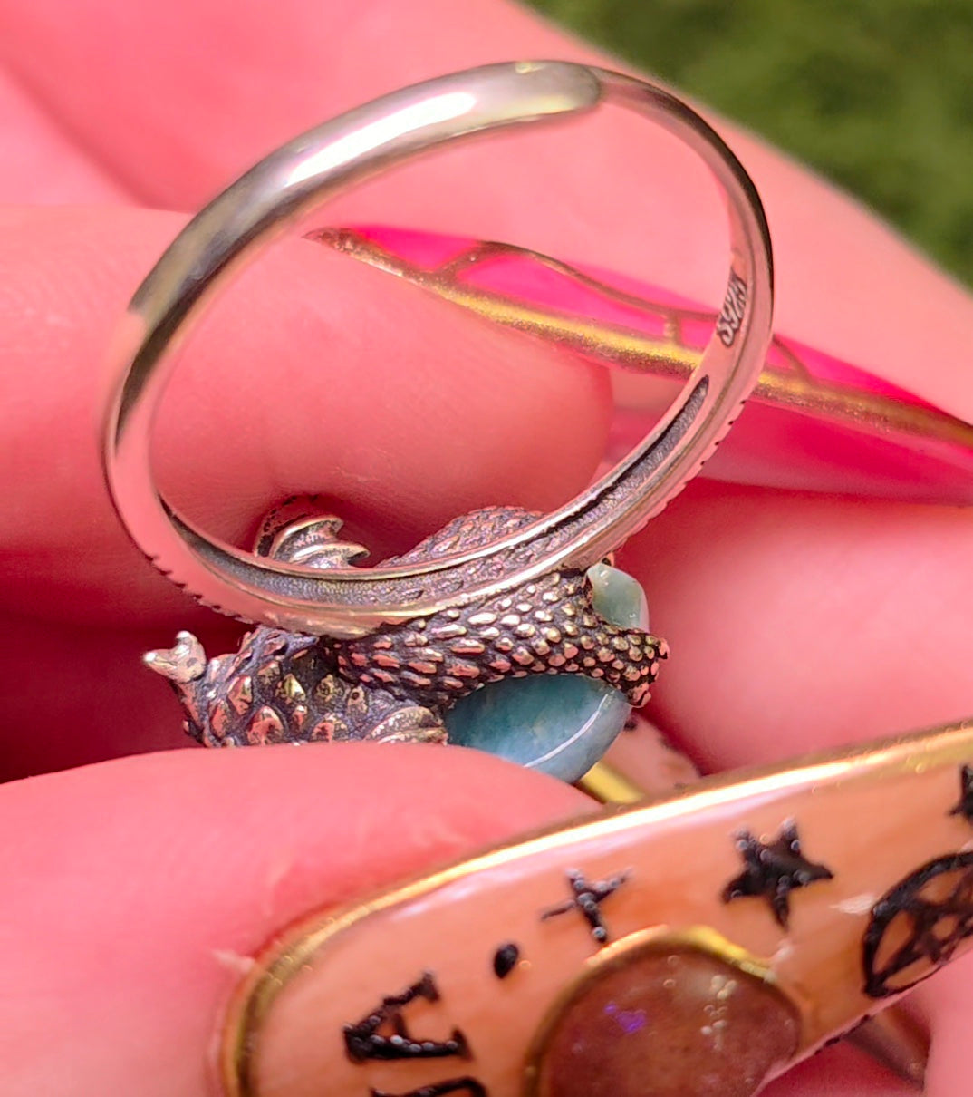 Larimar Heart & Dragon Ring