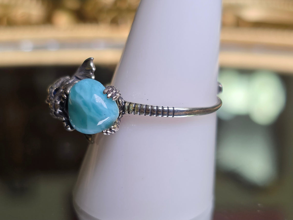 Larimar Heart & Dragon Ring