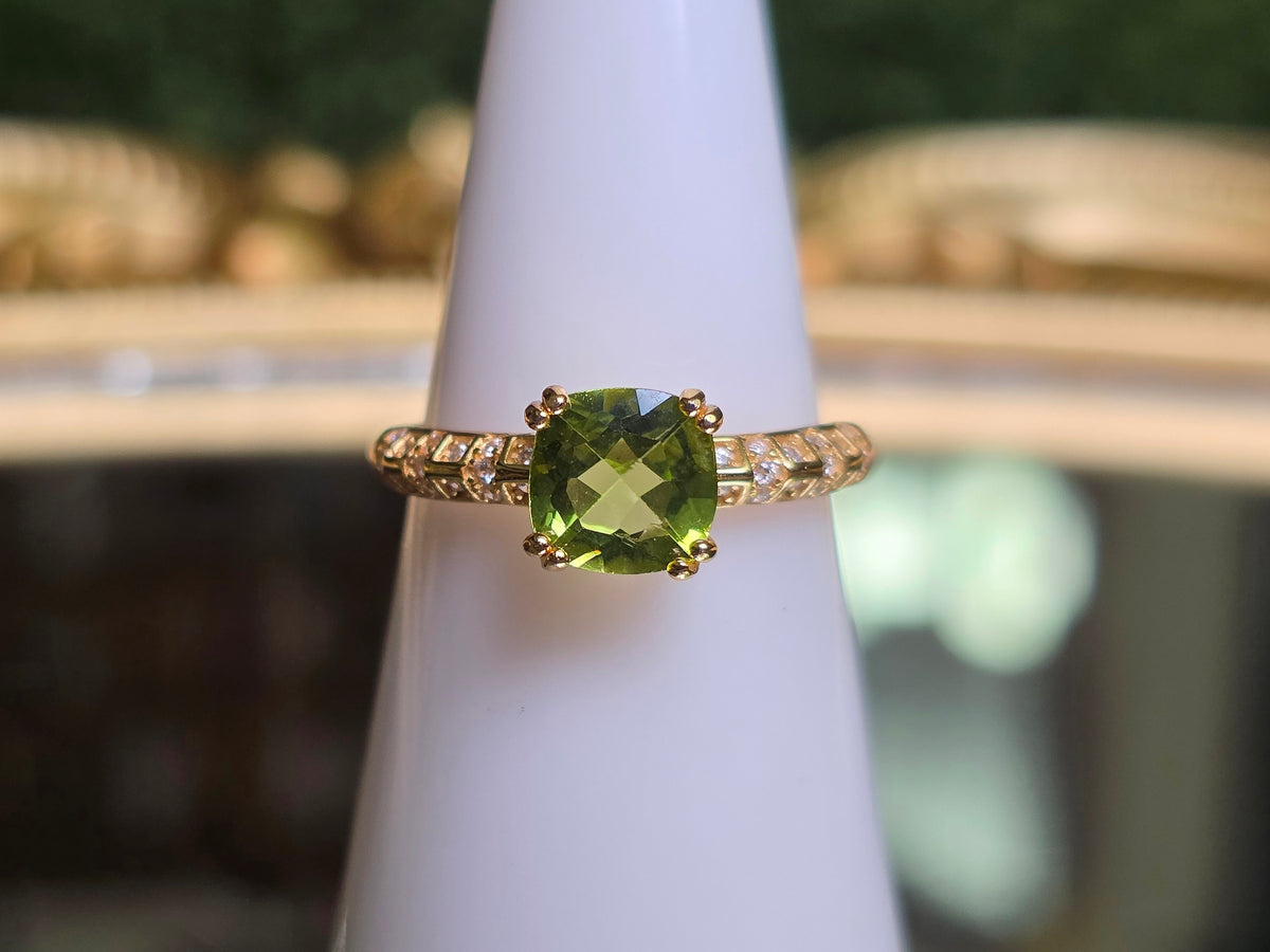 Peridot & Zircon Gold-Plated Ring