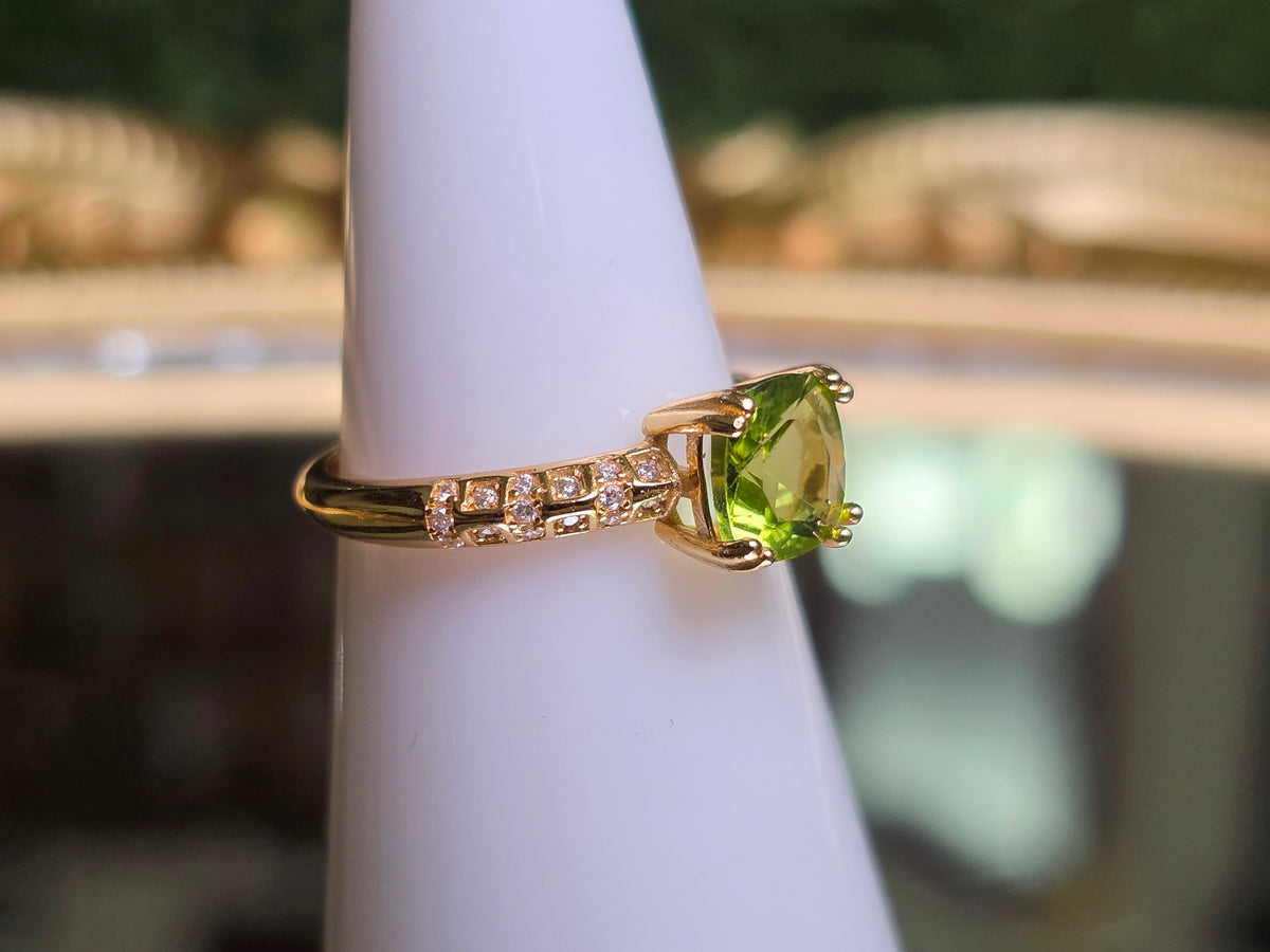Peridot & Zircon Gold-Plated Ring