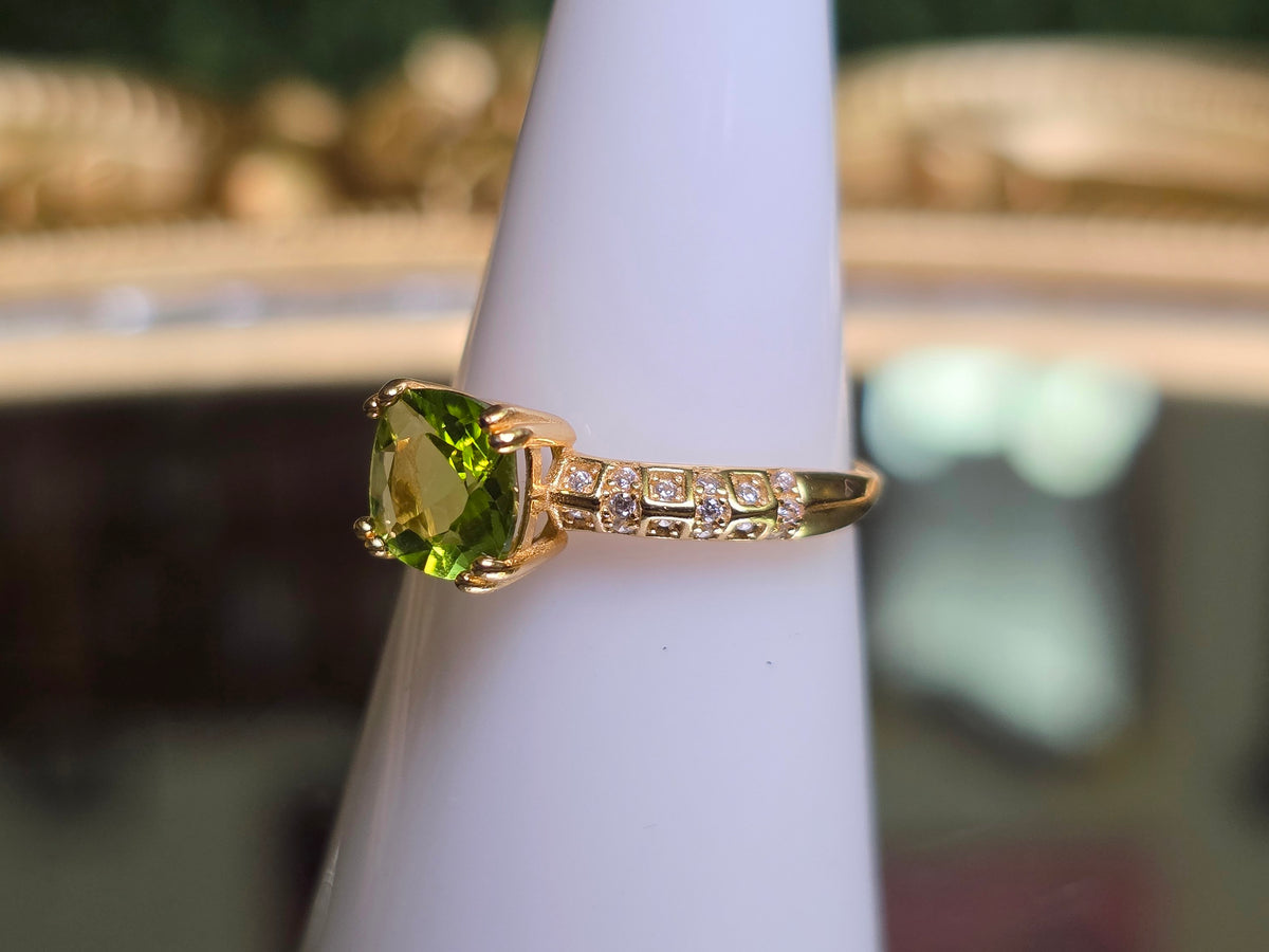 Peridot & Zircon Gold-Plated Ring
