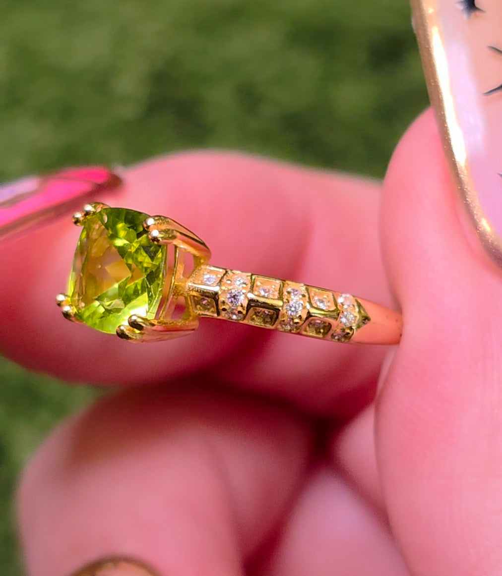 Peridot & Zircon Gold-Plated Ring