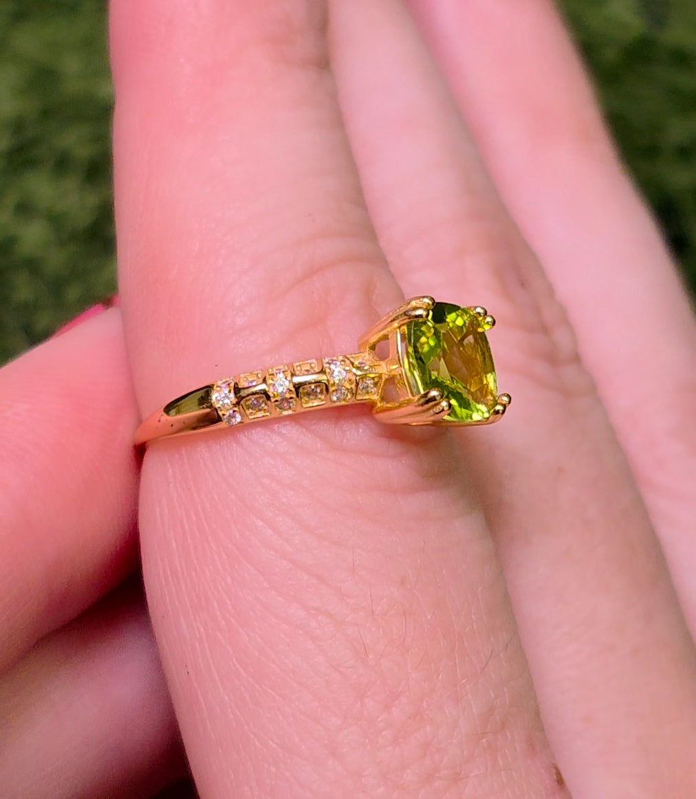 Peridot & Zircon Gold-Plated Ring