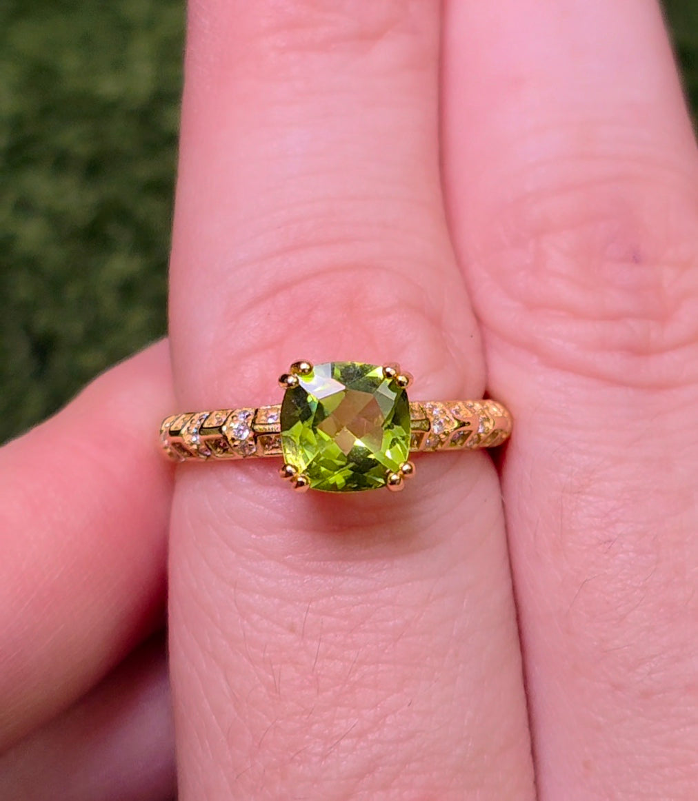Peridot & Zircon Gold-Plated Ring