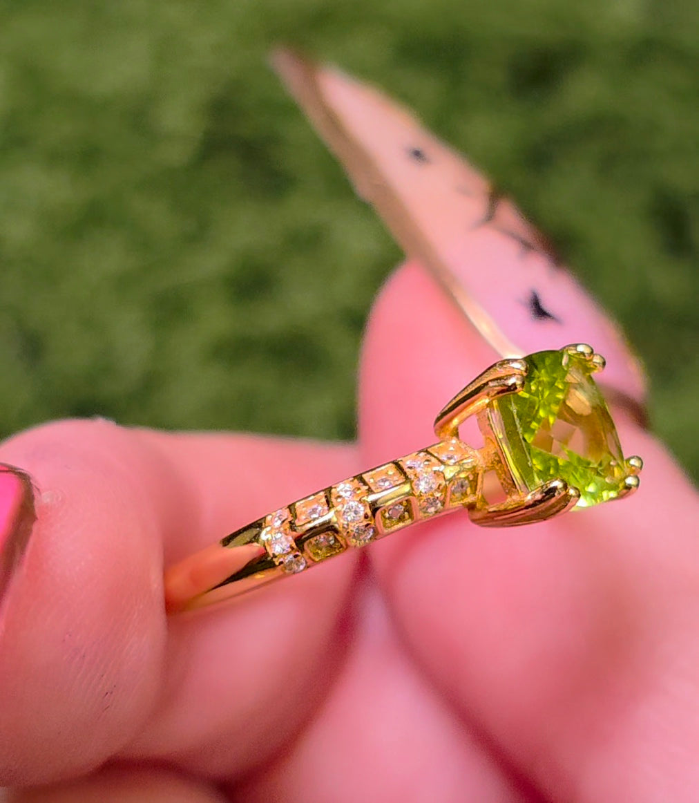 Peridot & Zircon Gold-Plated Ring