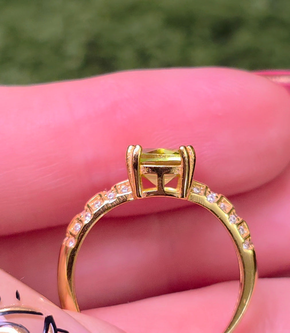 Peridot & Zircon Gold-Plated Ring